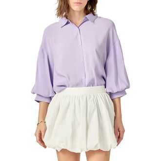 English Factory Balloon Sleeve Button-Up Shirt in Lilac at Nordstrom Rack, Size X-Small