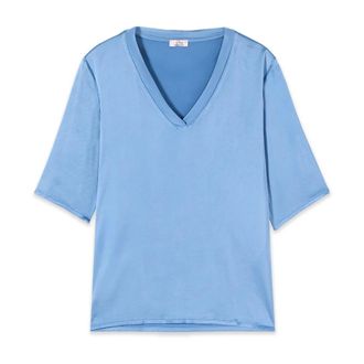 Oltre Blusa maniche corte in raso - - Blouses & Shirts - Donna - Blu - XS