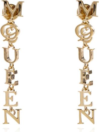 Alexander McQueen Oorbellen met logo - Dames - Oorbellen - Geel - ONE Size - Leer - Accessoires