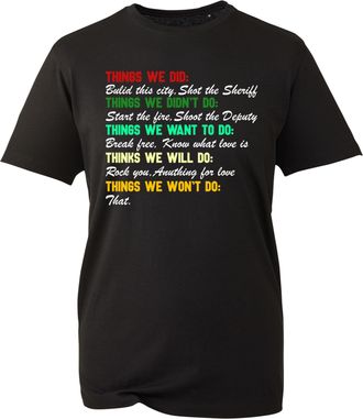 Generic Outlaw Task List T-Shirt, Funny Things We Did Build This City Shirt, Gift Unisex Tee Top (Black, M)