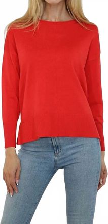 Metric Knits Long Sleeve Pullover Sweater In Fiery Red