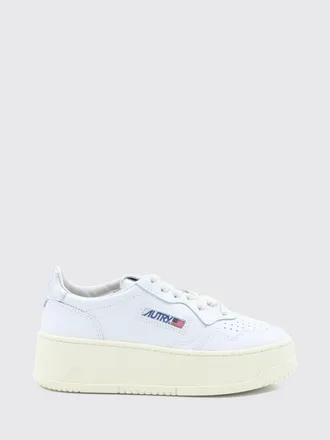 Autry Medalist Platform Low Sneakers in Leather with Perforated Toe and Cut-Out Logo