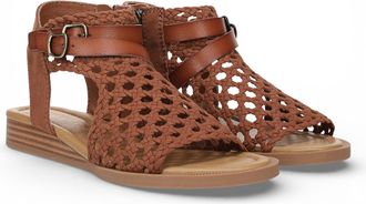 Blowfish Womens Cognac Brown Weave Micro Wedge Sandals - Anuella