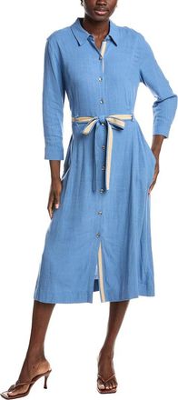 L'agence Lagence Malika Linen-Blend Midi Shirt Dress