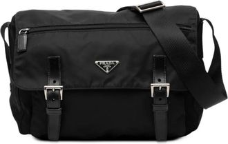 Prada Borsa a tracolla in tessuto con fibbie e zip 2013-2025 - Nero