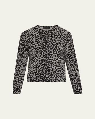 Nili Lotan Keelah Cashmere Leopard-Spot Cardigan