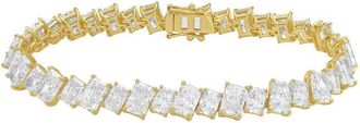 Diana M. Jewels 14kt Yellow Gold 10.00cts Lab Grown Slanted Radiant Diamond Tennis Bracelet