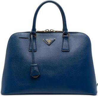 Prada 2010-2025 Large Saffiano Lux Promenade satchel - women - Leather/Saffiano Leather - One Size - Blue
