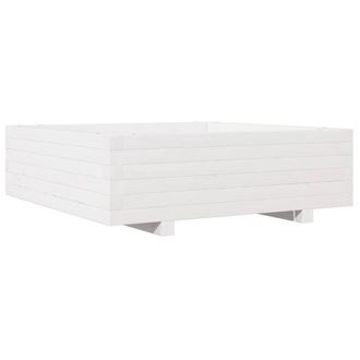 Berkfield Home Garden Planter White 80x80x26.5 cm Solid Wood Pine