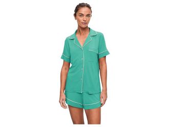 Eberjey Gisele Relaxed Short PJ Set Womens Pajama Sets Oasis Green/White : XS, Spandex/Modal