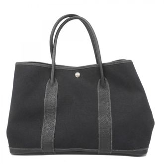 Herm&egrave;s Black Toile Officier Tote Bag (Pre-Owned)