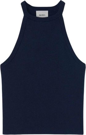 Halfboy Navy Gebreide Top Elegantie Veelzijdigheid - Dames - Tops zonder mouwen - Blauw - M - Katoen - Tops
