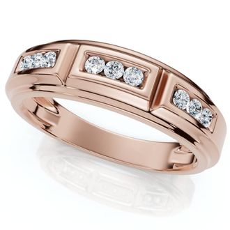 Pompeii3 1/4Ct TW Round Diamond Mens Nine Stone Wedding Ring High Polished Band 10k Gold