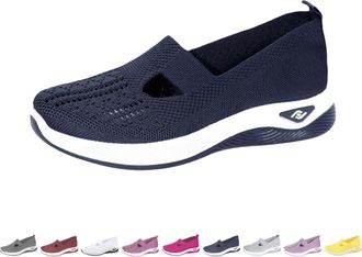 Generic Womens Comfortable Breathable Knitted Sneakers, Wide Walking Shoes Breathable Woven Mesh Soft Anti-Slip (Dark Blue, Adult, Women, 4.5, Numeric, UK Foo