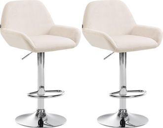 Clp Clp - Set De 2 Taburetes De Cocina Braga En Terciopelo Crema Metal Cromado