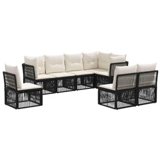 vidaXL Conjunto De Sof&aacute;s De Jard&iacute;n 8 Pcs Negro Rat&aacute;n Sint&eacute;tico Vidaxl