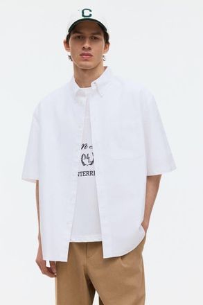 H&M Relaxed-fit short-sleeved oxford shirt in White at Nordstrom, Size Xx-Large