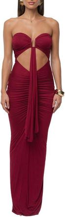 JLUXLABEL Drape Cutout Strapless Body-Con Maxi Cocktail Dress in Red at Nordstrom, Size X-Large