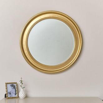 Melody Maison Large Round Gold Vintage Wall Mirror 80cm X 80cm | Size: 80 cm X 80 cm