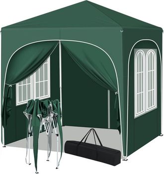 Woltu Woltu - Cenador Con Paneles Laterales 2x2m Para Jard&iacute;n Y Exterior, Verde