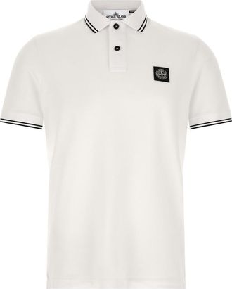 Stone Island White Slim Logo Polo