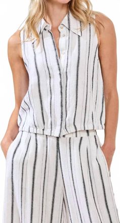 Tribal Elastic Waist Hidden Placket Shirt In White Black