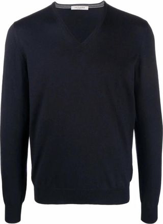 La Fileria V-hals Trui - Heren - V-hals truien - Blauw - 2XL - Wol - Truien & Vesten