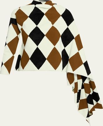 Proenza Schouler Vanne Argyle Cape Sweater