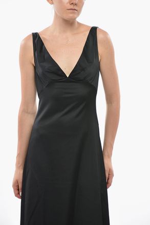 Dsquared2 Maxi Vestito in Satin Con Scollo a V Dsquared2