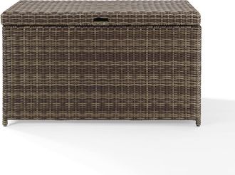 Crosley Furniture Bradenton Outdoor Wicker Storage Bin Weathered Brown