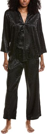Natori 2pc Scroll Satin Jacquard Pajama Set