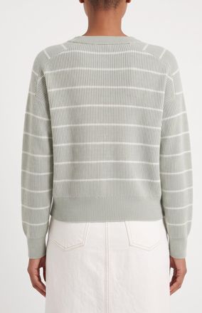 Brunello Cucinelli Striped Wool-Cotton Sweater - Light Green