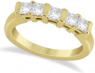 Allurez 5 Stone Princess Cut Channel Set Diamond Ring 14K Yellow Gold (0.50ct)
