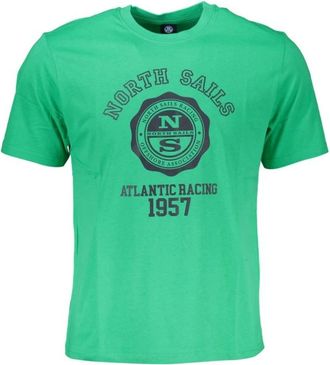 North Sails Groene Katoen Print Logo T-Shirt - Heren - T-shirts - Groen - XL - Katoen - Tops