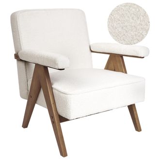 Beliani Beliani - Sill&oacute;n De Estilo Retro Fabricado En Tejido De Boucl&eacute; Blanco Crema Evje