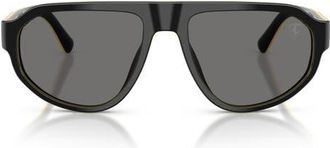 Ferrari 57mm Polarized Irregular Sunglasses in Black Shiny Yellow /Grey at Nordstrom