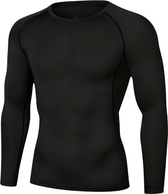 Generic Mens Compression Long Sleeve T Shirt Base Layer Thermal Tops Mens Sports Long Sleeve Fitness Pullover Lightweight Solid Color Round Neck Tshirts Runni