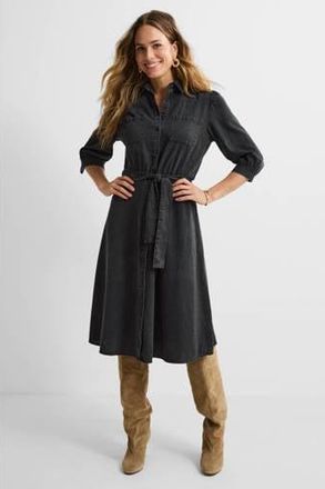 Anytime denim overhemdjurk met naaddetail grijs