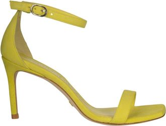 Stuart Weitzman Pistachio Curve Enkellaarsjes - Dames - Sandalen met hakken - Groen - 36 EU - Leer - Schoenen