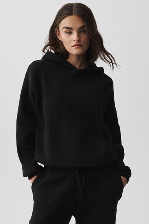 Alo | Scholar Hooded Sweater Top in Black, Size: Medium