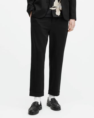 AllSaints Viscose Helm Slim Fit Lightweight Trousers, Size: 34