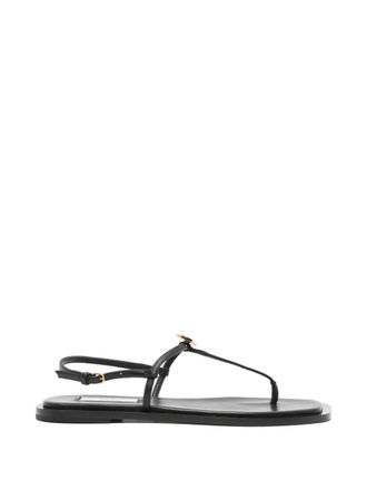 Toteme Black T-Strap Leather Sandals