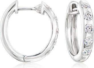 Ross-Simons CZ Hoop Earrings in Sterling Silver