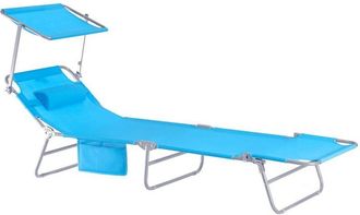 SoBuy Sobuy - Set of 2 Chair Sun Lounger with Adjustable Sun Shade and Backrest,OGS48-Bx2