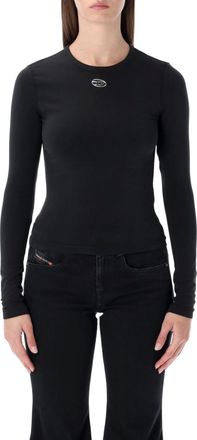 Diesel Black Solid Round Neck T-Shirt