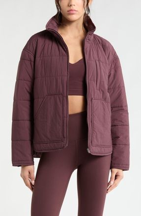 Zella Quilted Packable Jacket in Burgundy Fudge at Nordstrom, Size Xx-Large