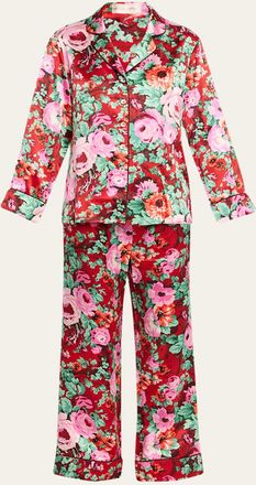 Olivia Von Halle Lila Floral-Print Silk Satin Pajama Set
