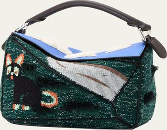 Loewe x Louis Wain Puzzle Futurist Cats Knit Crossbody Bag