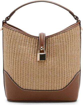 Mango Contrasting Canvas & Faux Leather Bucket Bag at Nordstrom