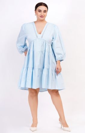 Leota Zariah Empire Waist Mini Dress Wispy Blue